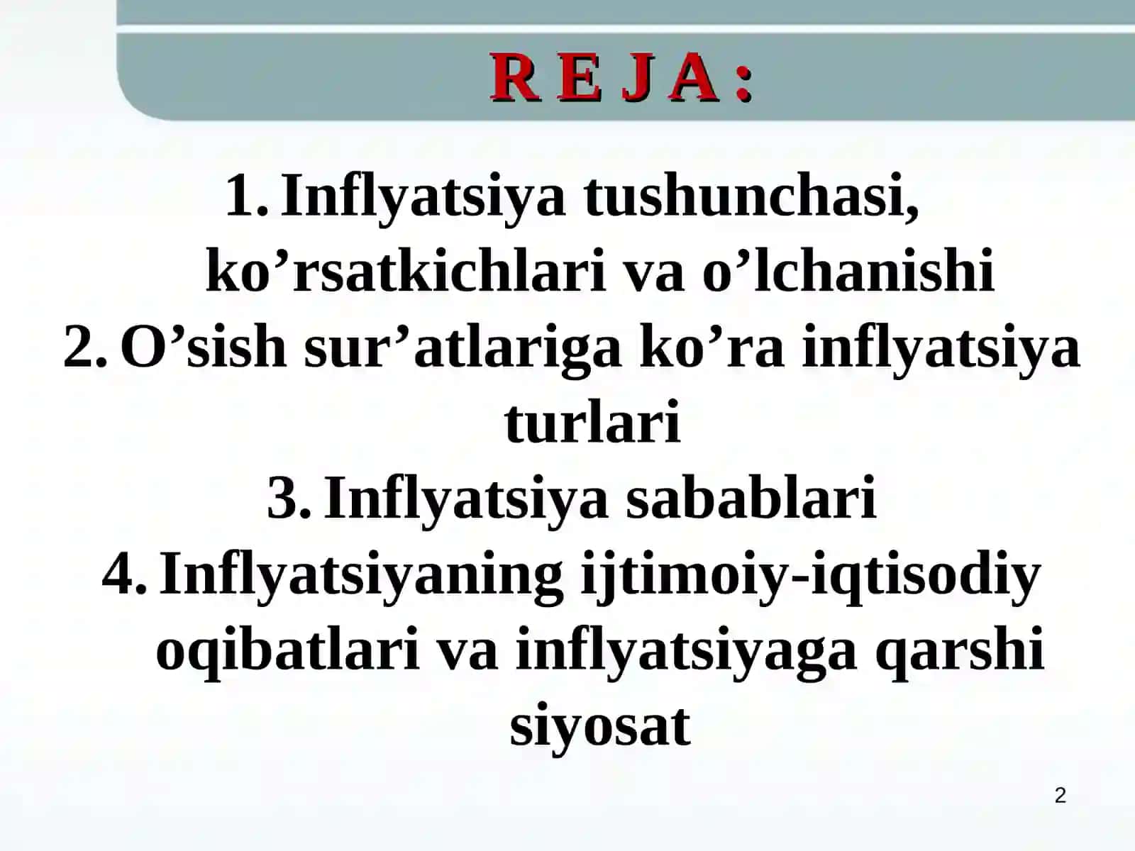 Inflyatsiya va aksilinflyatsiya siyosati 2