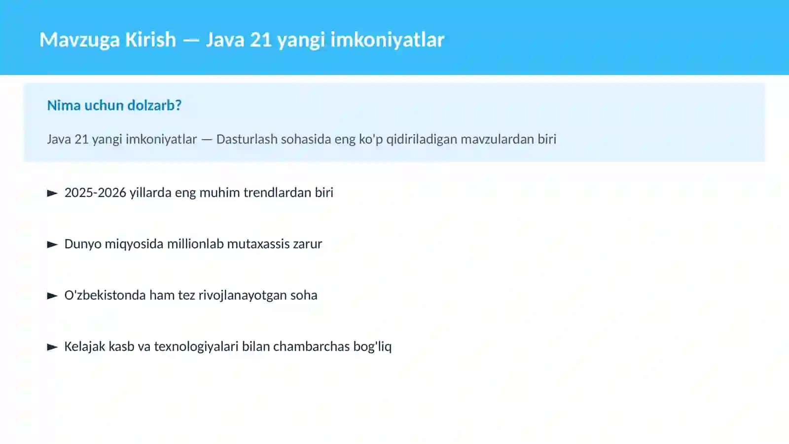 Java 21 yangi imkoniyatlar 2