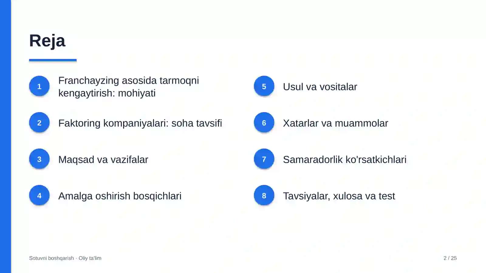 faktoring kompaniyalarida franchayzing asosida sotuv tarmog'ini kengaytirish 8211 2