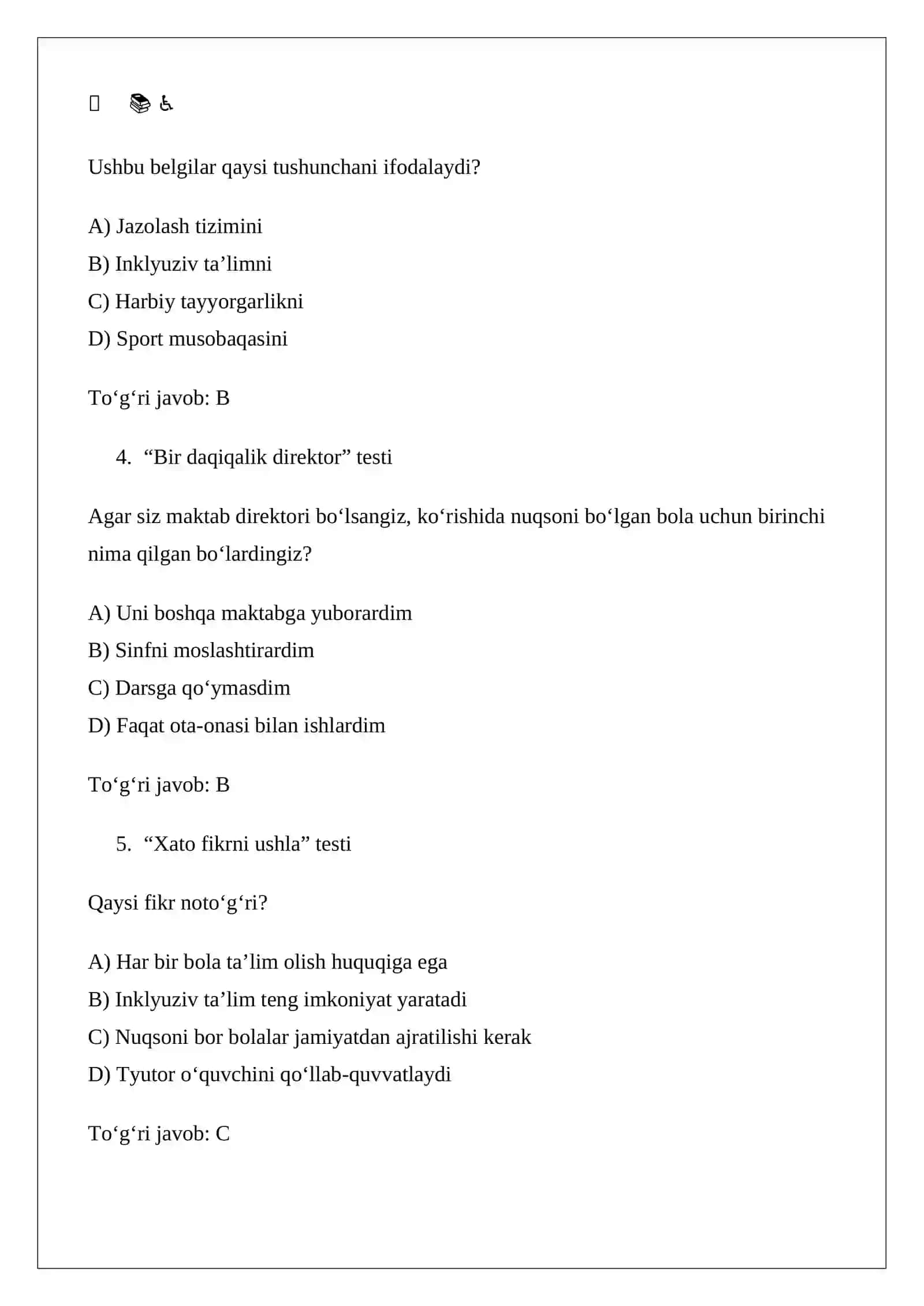 Aqliy rivojlanishi, eshitish, ko‘rish, nutqida nuqsoni bor bolalar. Inklyuziv ta’lim, inkly 2