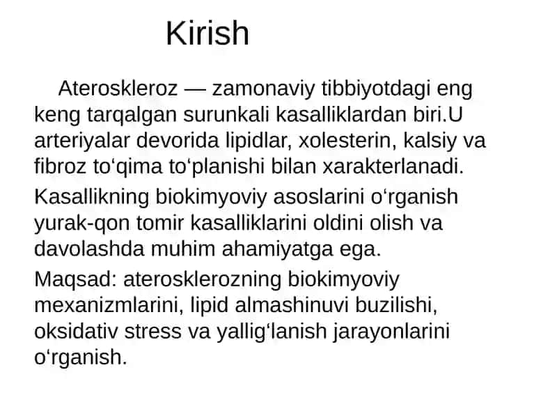 Arterioskleroz kasalligi 2