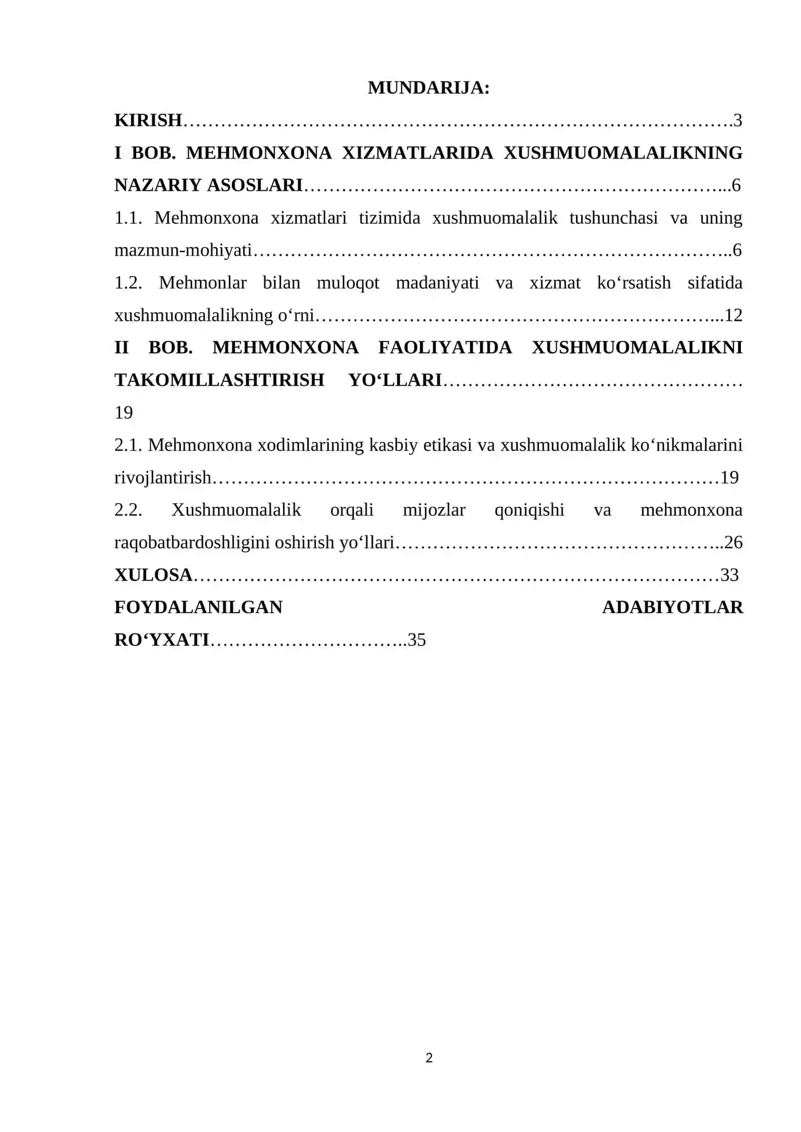 Mehmonxona xizmatlarida xushmuomalalikning ahamiyati 2