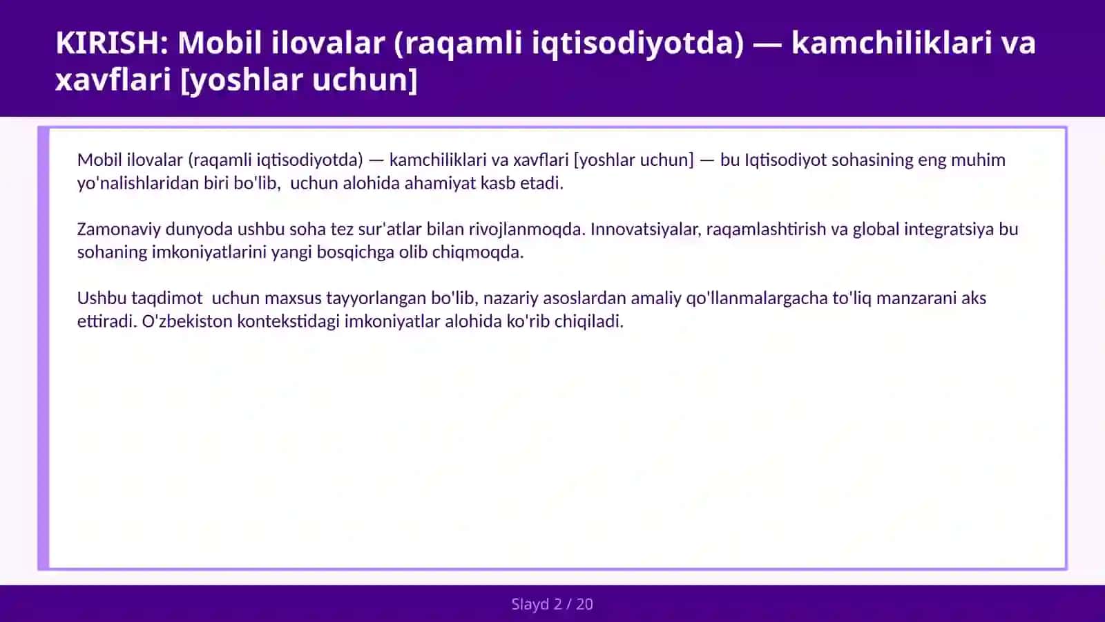 MOBIL ILOVALAR (RAQAMLI IQTISODIYOTDA) — KAMCHILIKLARI VA XAVFLARI [YOSHLAR UCHUN] 2
