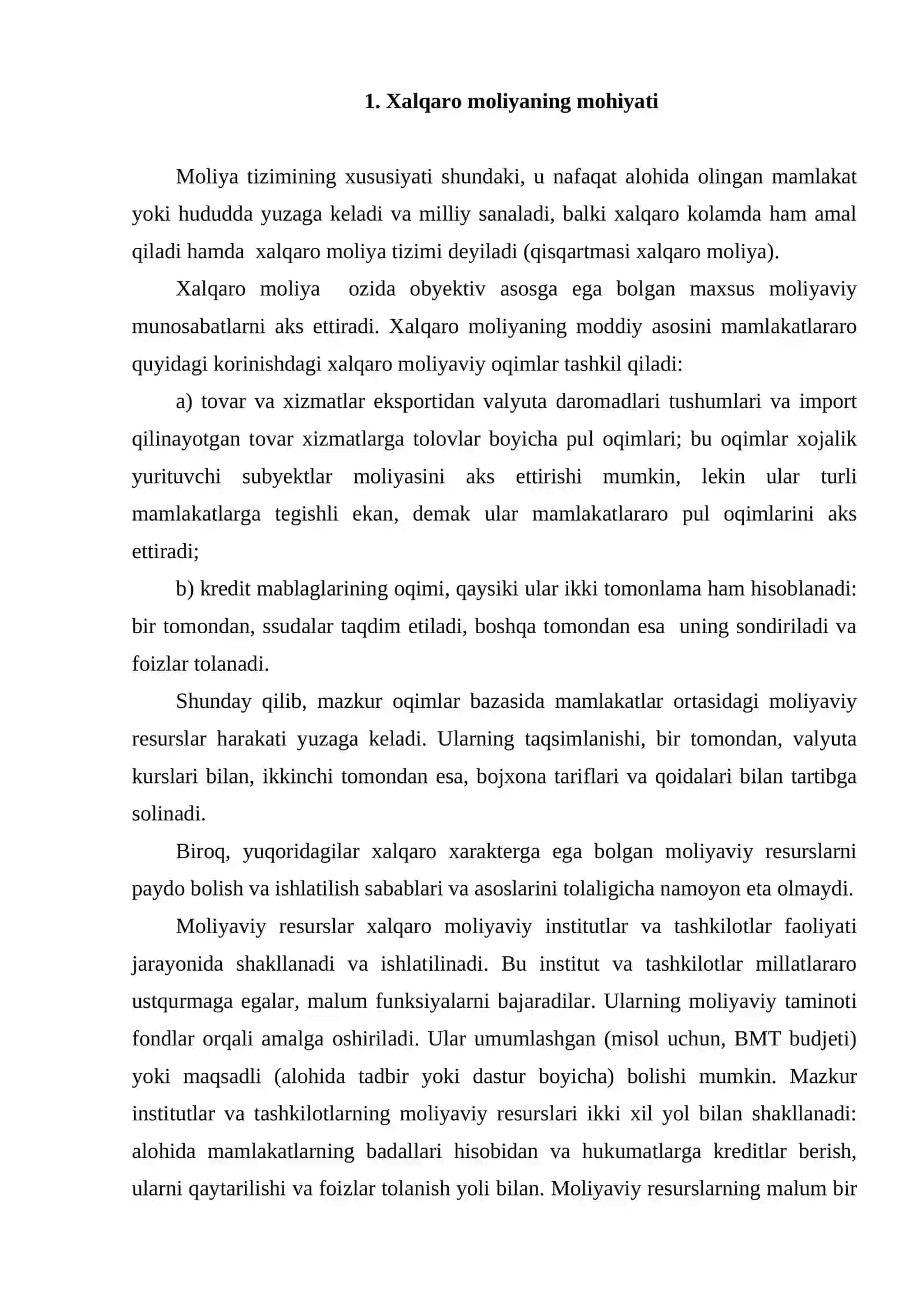 Jahon moliya institutu va ularning tasnifi 2
