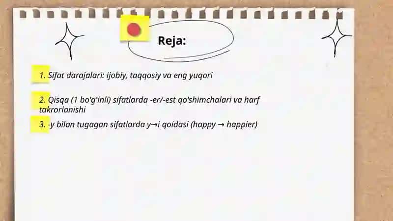 Ingliz tilida sifat darajalari 2