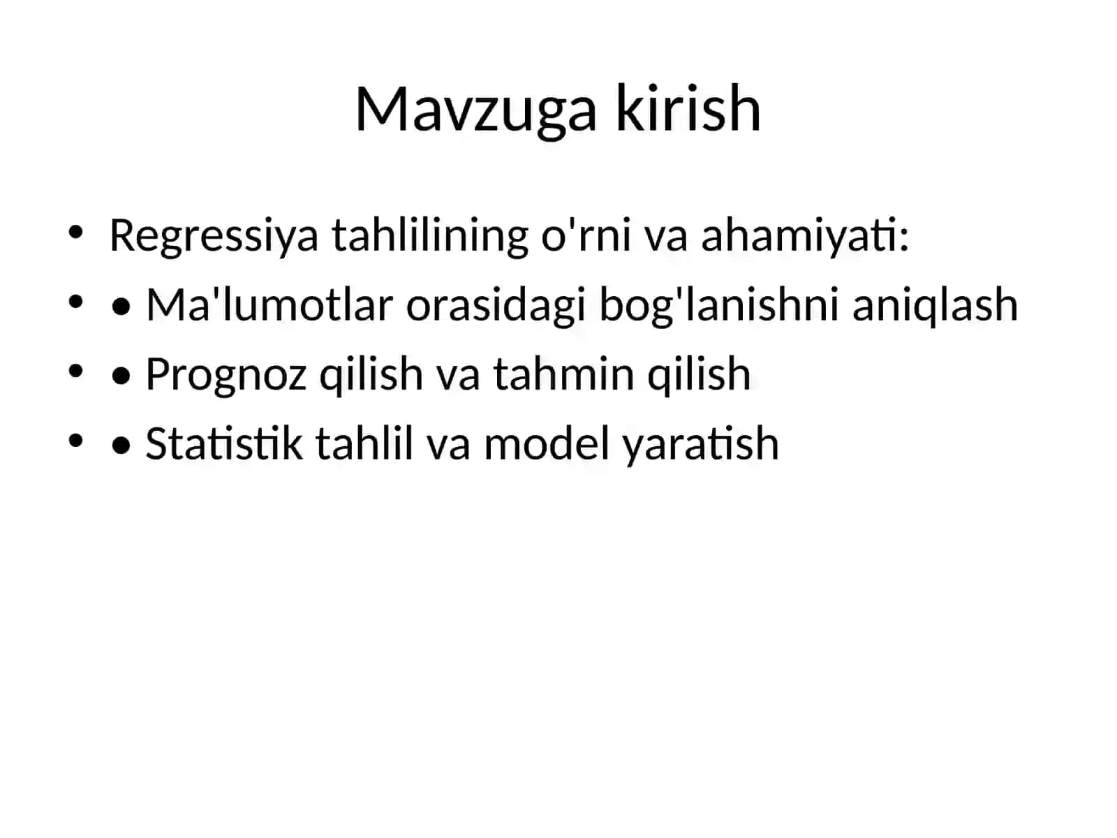 Chiziqli regressiya taqdimoti 2