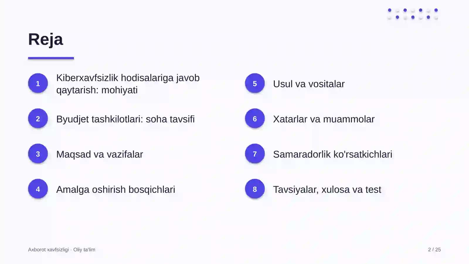 byudjet tashkilotlarida kiberxavfsizlik hodisalariga javob qaytarish 2190 2