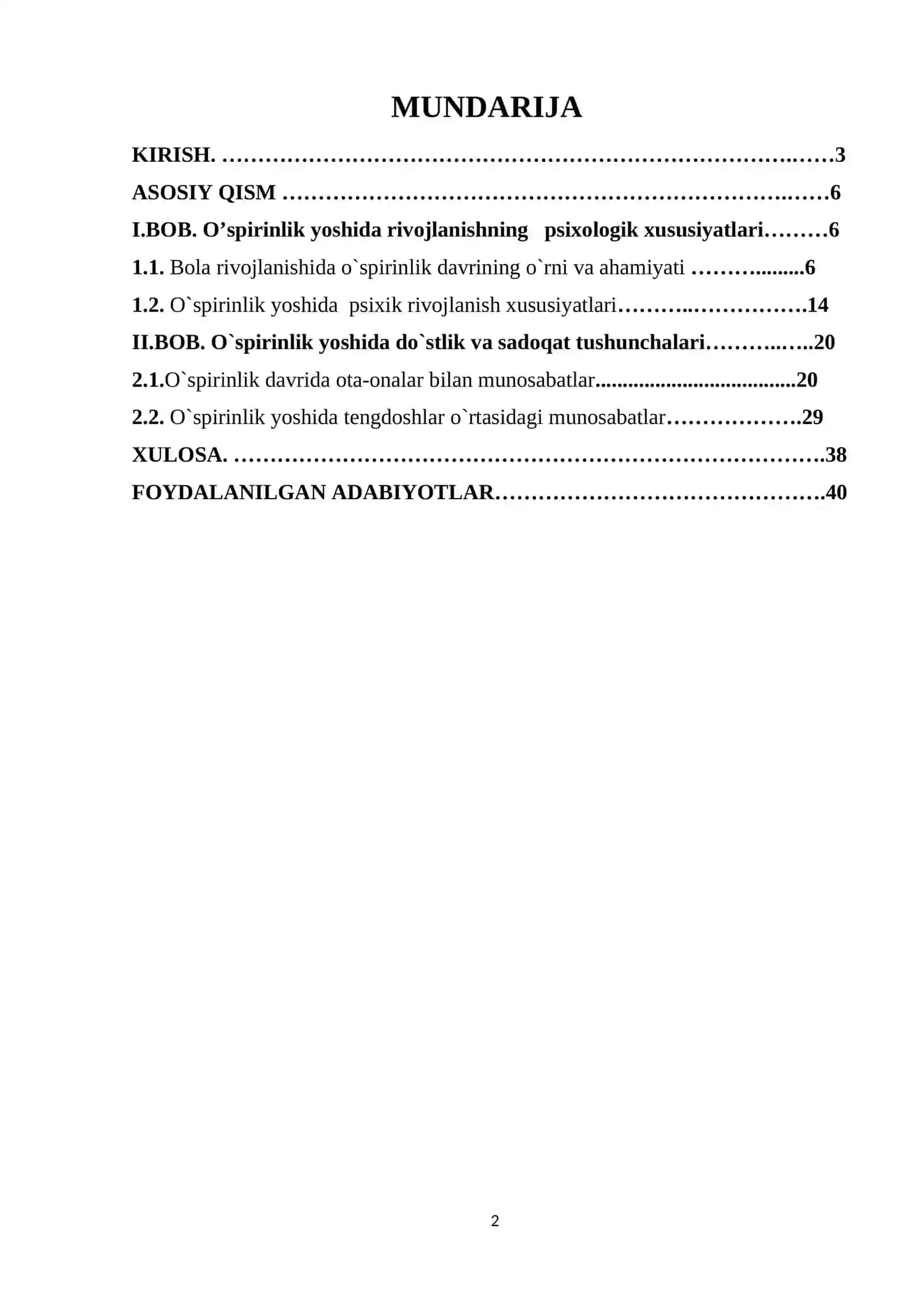 O`spirinlik yoshida do`stlik va sadoqat tushunchalarinnig shakllanishi 2