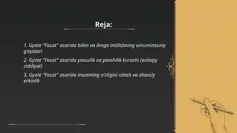 Gyote "Faust" asarida umuminsoniy g'oyalari 2