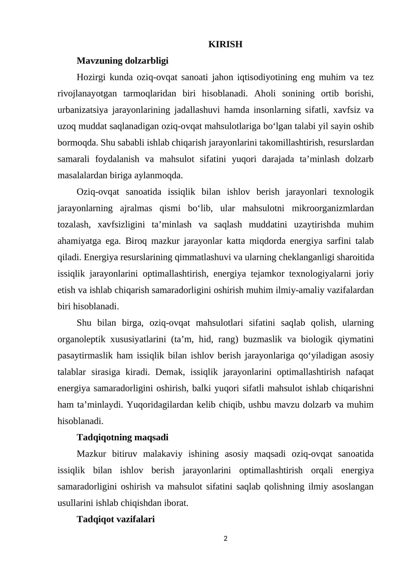 Oziq-ovqat sanoatida issiqlik bilan ishlov berish jarayonlarini optimallashtirish 2