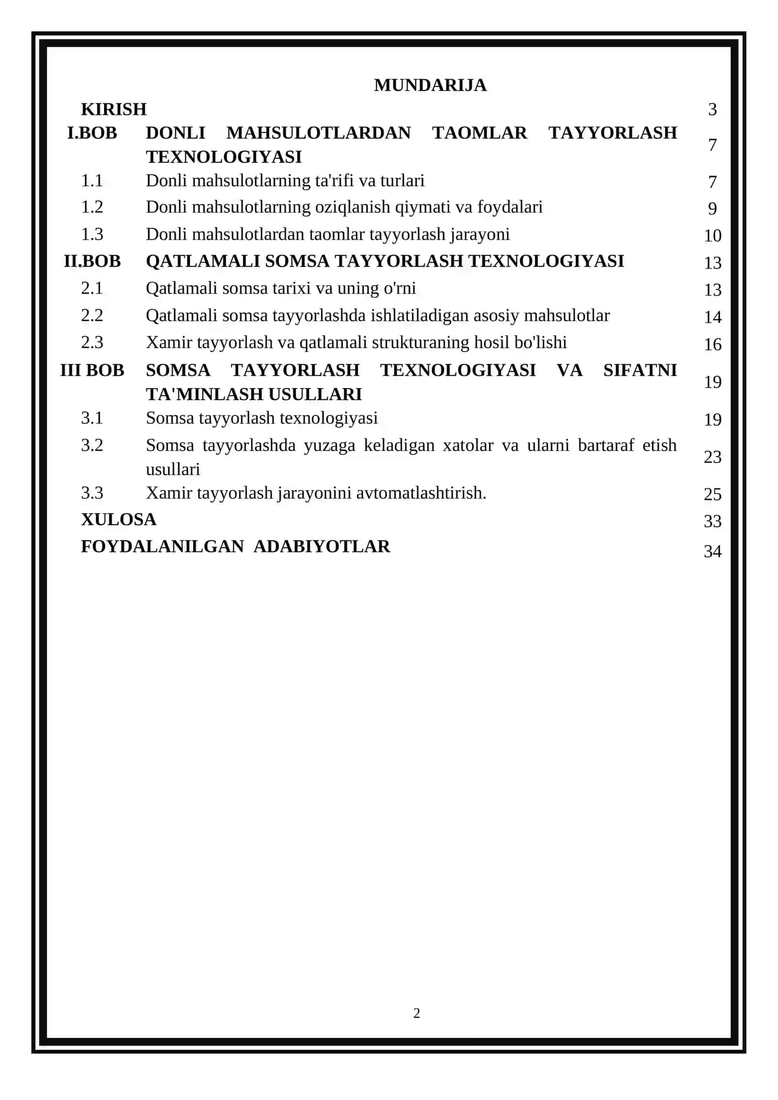 Mahsulot Tayyarlash Texnologiyasi Kurs Ishi 2