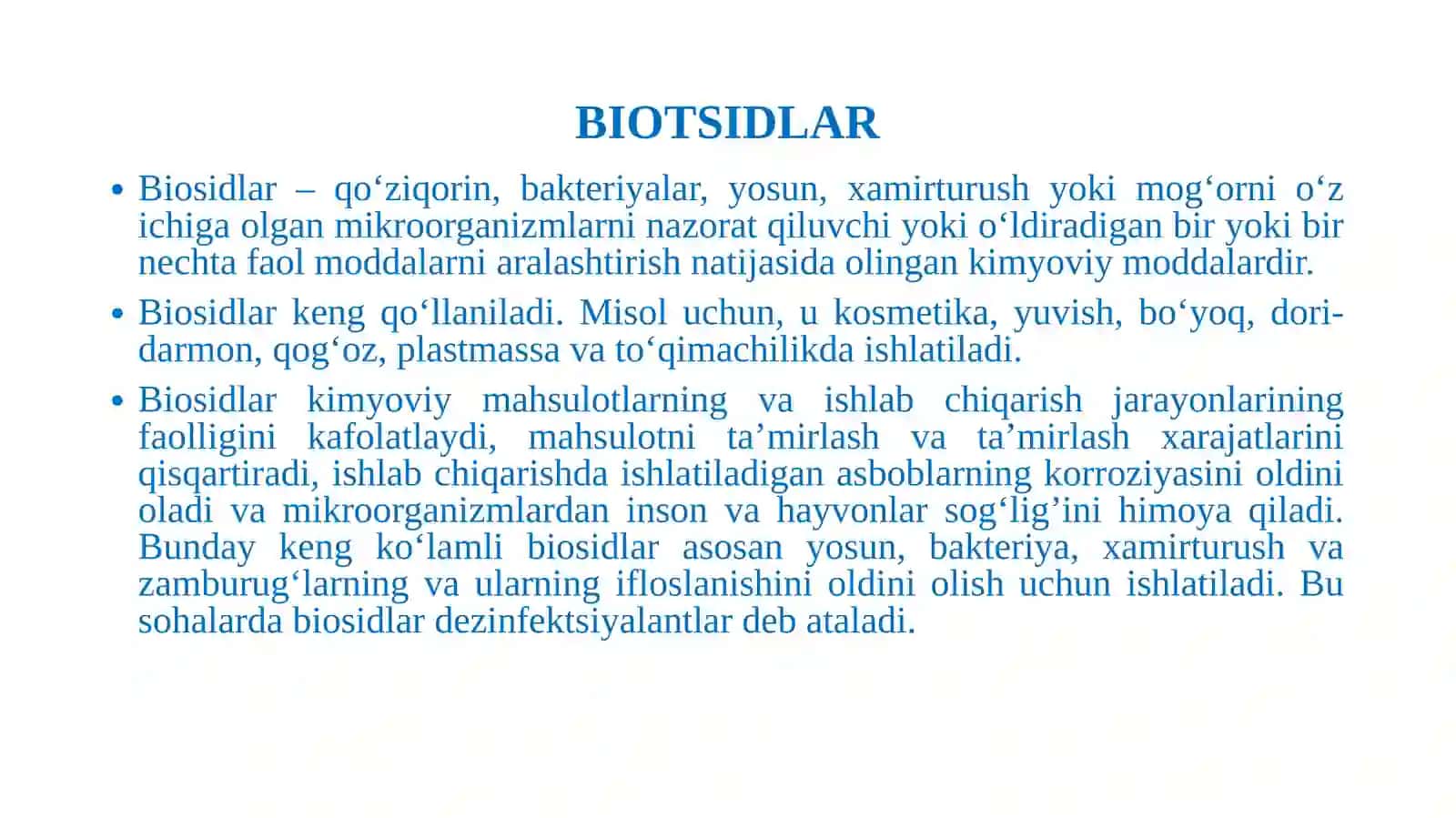 BIOTSIDLAR – BIOZARARLANISHDAN  HIMOYA QILISH VOSITASI 2