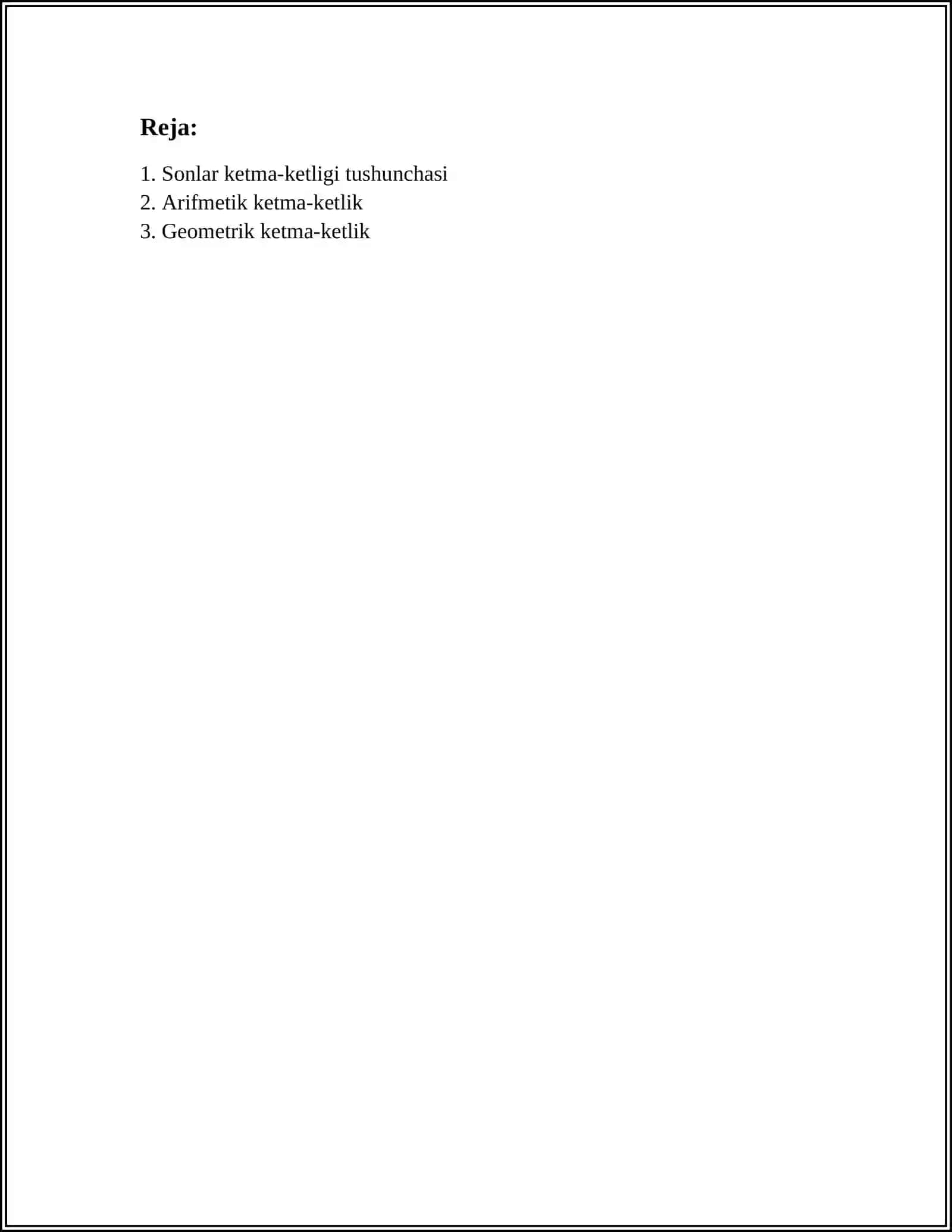 SONLAR KETMA-KETLIGI VA ULARNI OʻRGANISH METODIKASI 2