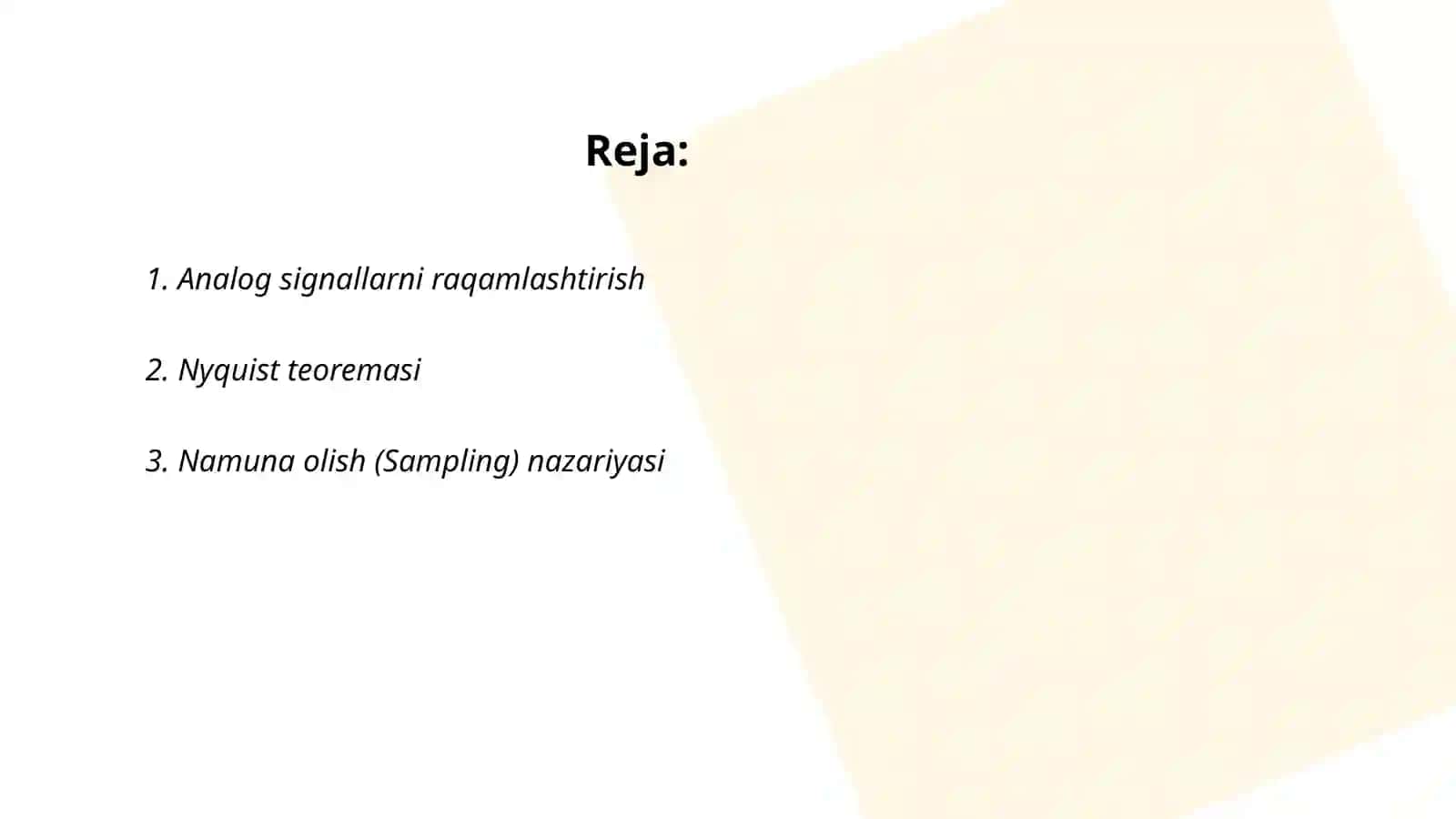 Analog signallarni raqamlashtirish 2