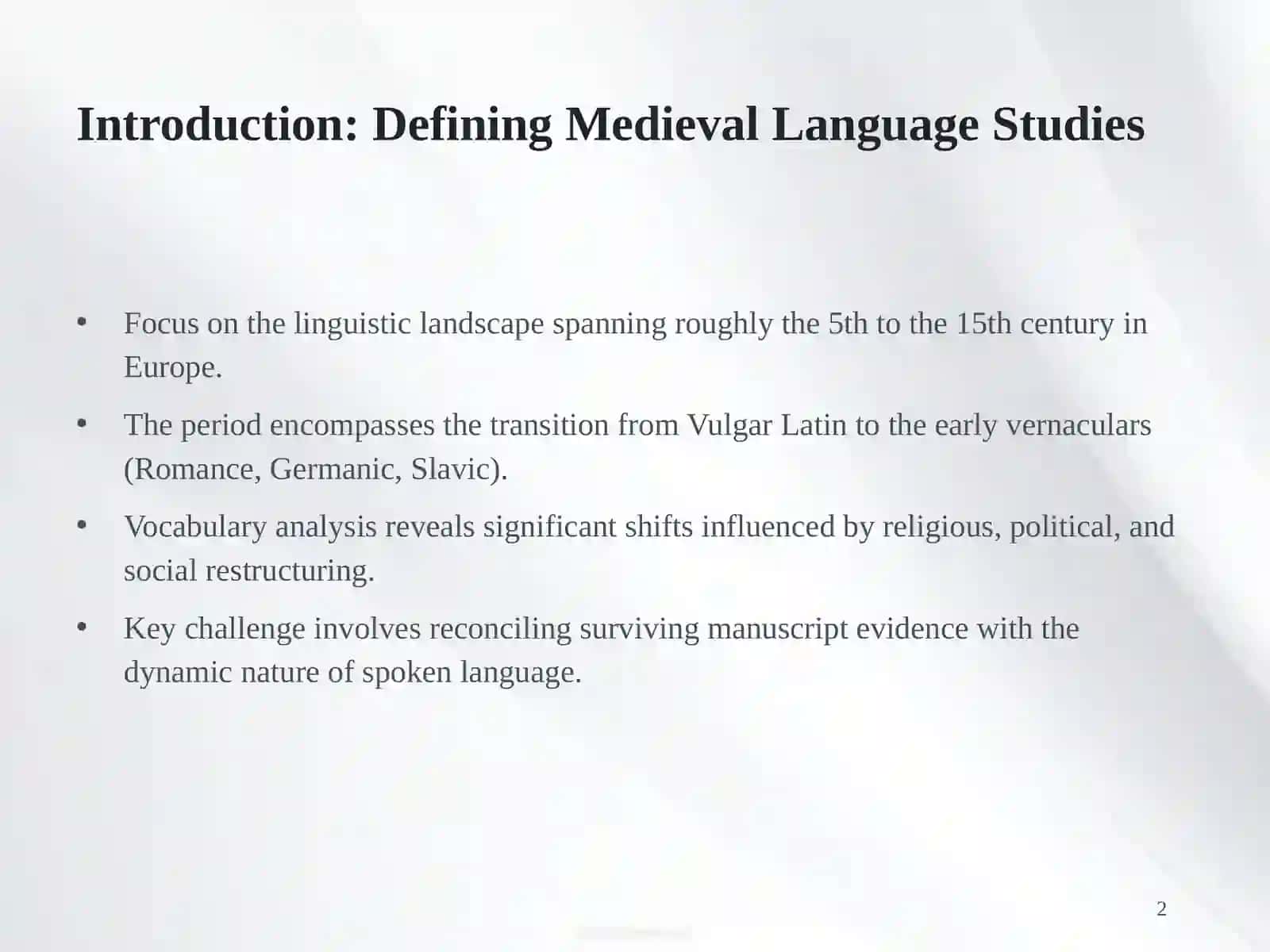Lexical Evolution.The Vocabulary of Medieval Languages 2