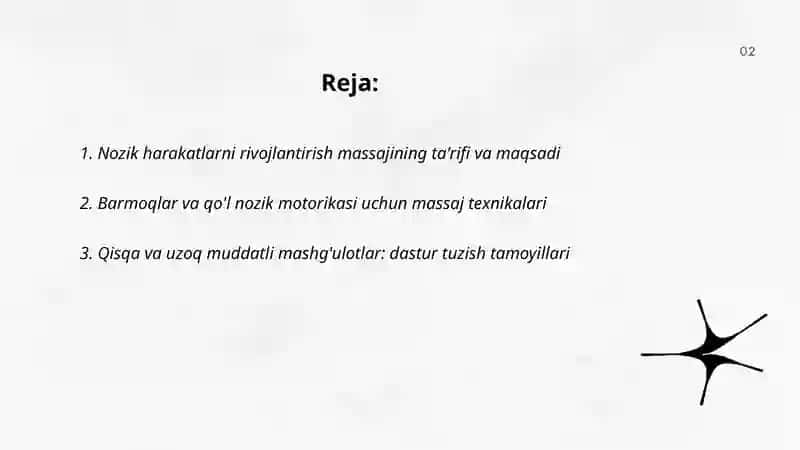 Nozik harakatlarni rivojlantirish massaj 2