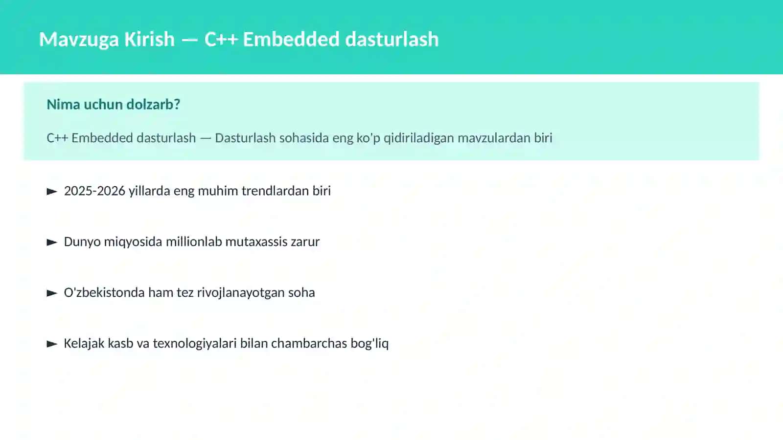 C++ VA TIZIM DASTURLASH 2