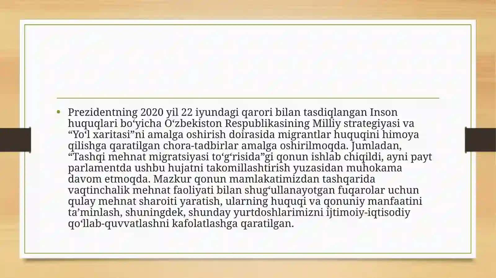 Migrantlar huquqini himoya qilishga qaratilgan chora-tadbirlar 2