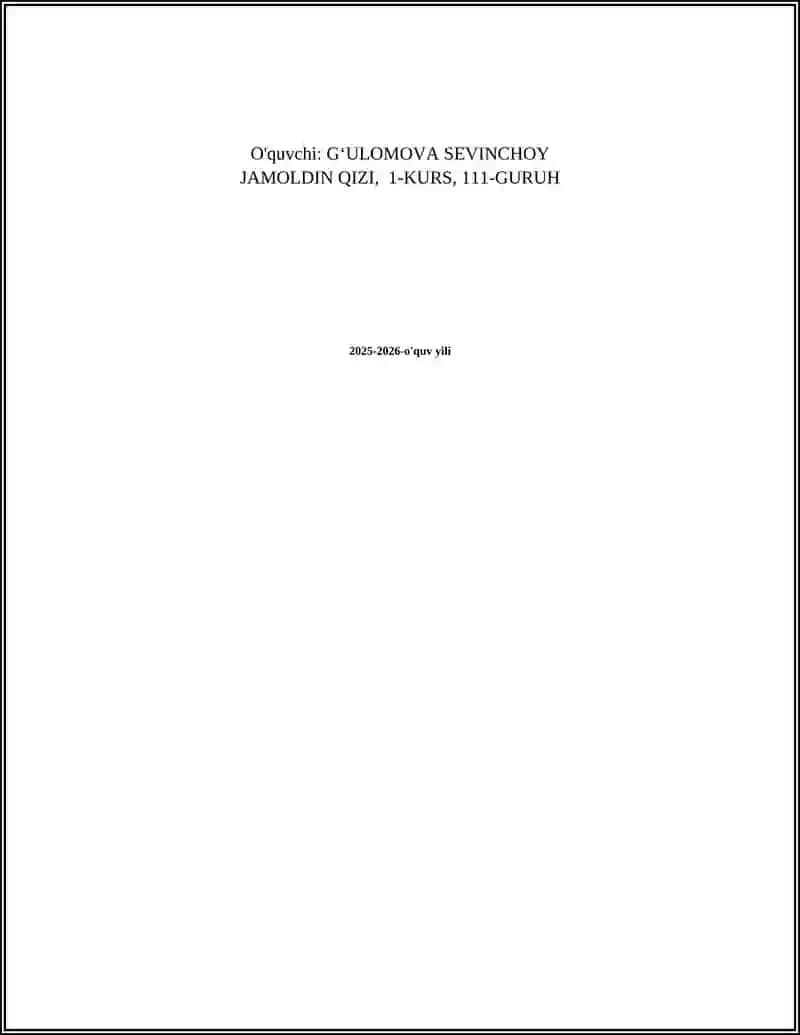 G'ulomova Sevinchoyning mustaqil ishi 2