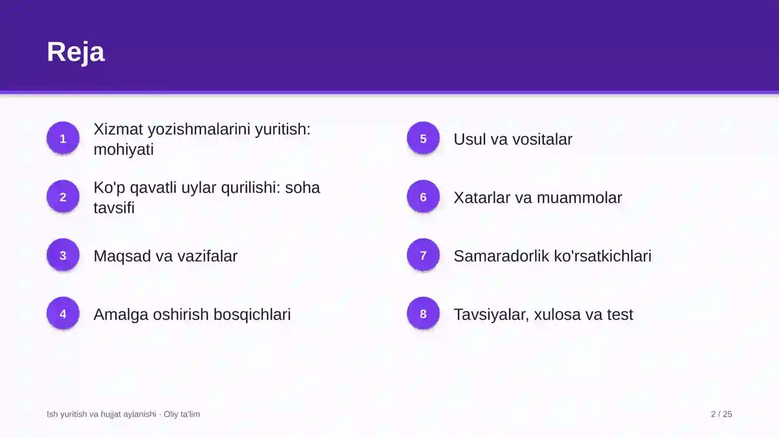 Ko'p qavatli uylar qurilishida xizmat yozishmalarini yuritish 2