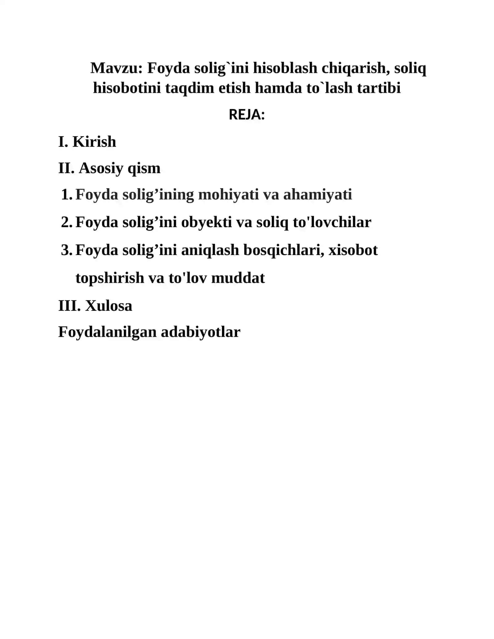 Foyda solig`ini hisoblash chiqarish, soliq hisobotini taqdim etish hamda to`lash tartibi 2