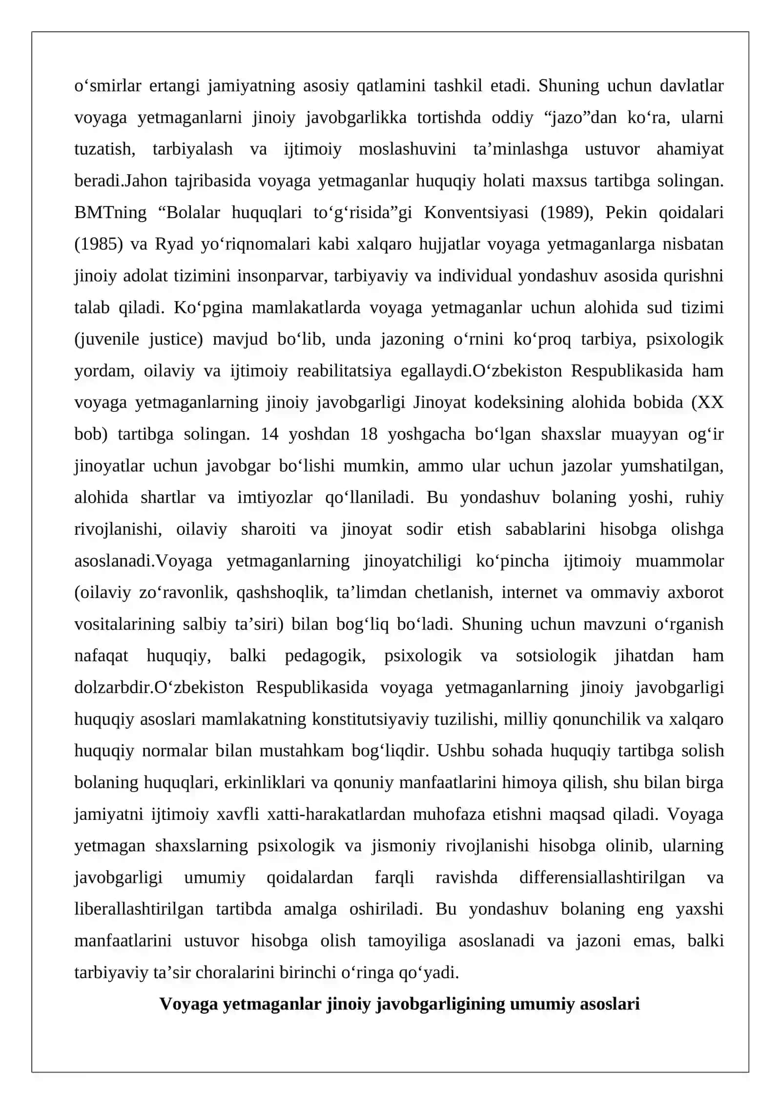 Voyaga yetmaganlar jinoiy javobgarligi 2