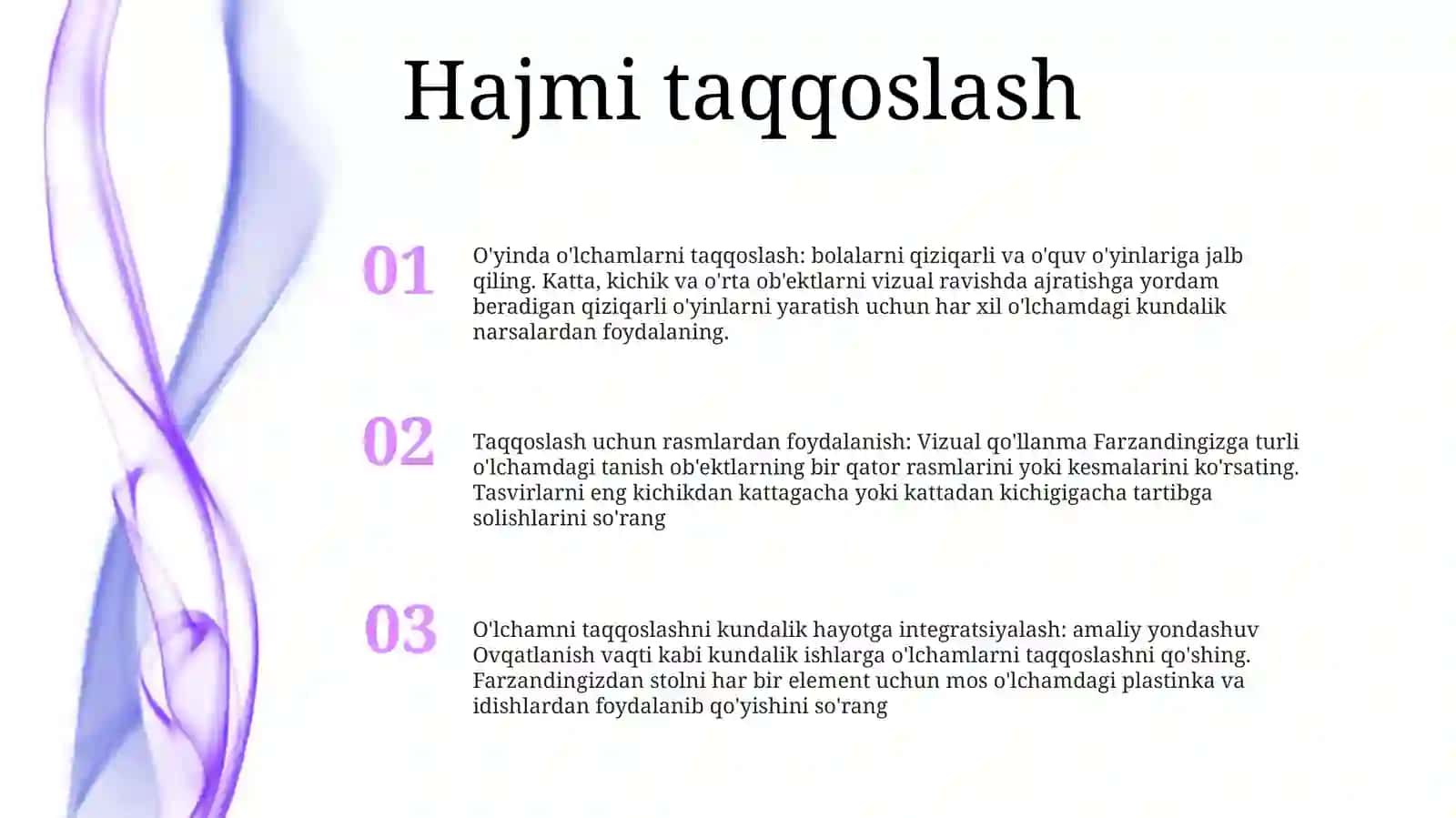 Bolalarni Predmetlar O'Lchami Bilan Tanishtirish 2