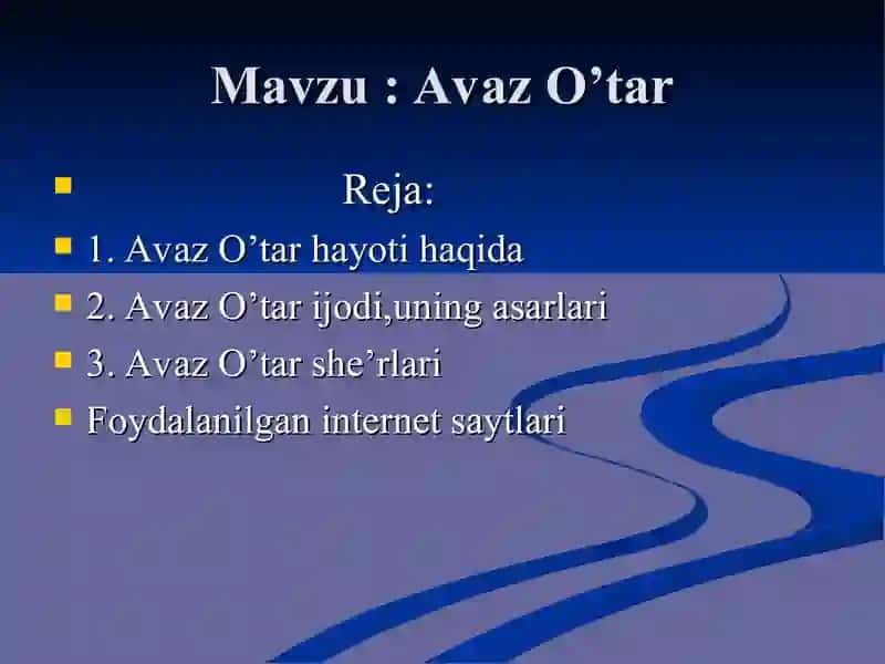 Avaz O'tarning hayoti va ijodi 2