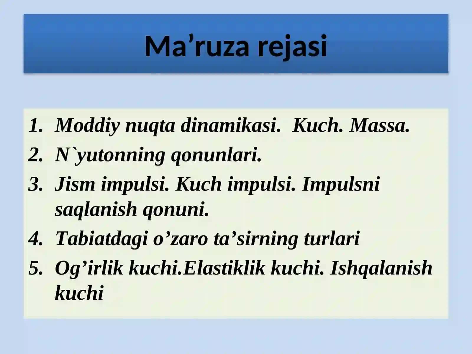DINAMIKANING ASOSIY QONUNLARI 2
