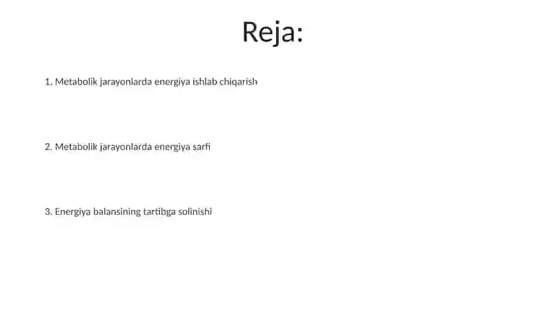 Metabolik jarayonlar energiya balansi 2