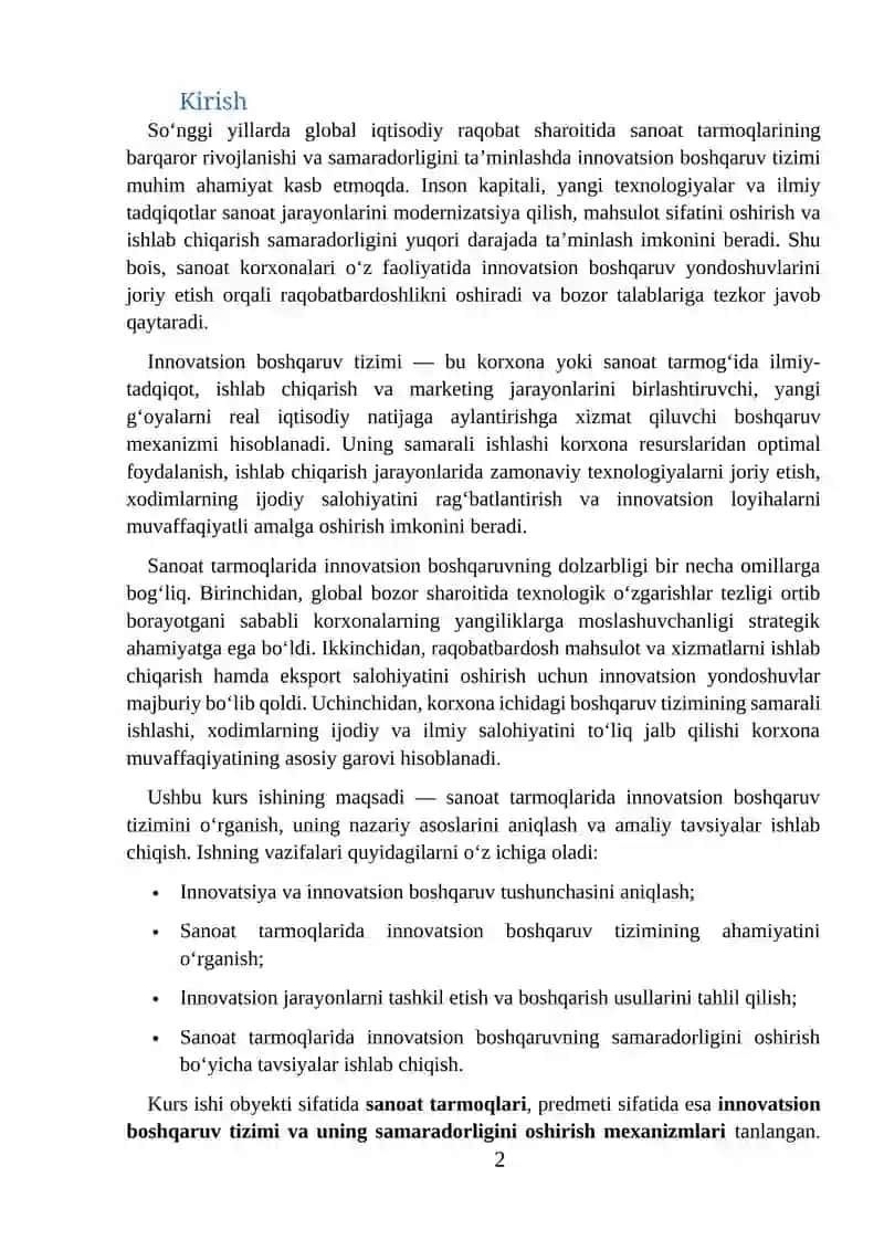 Sanoat tarmoqlarida inovatsion boshqaruv tizimi 2