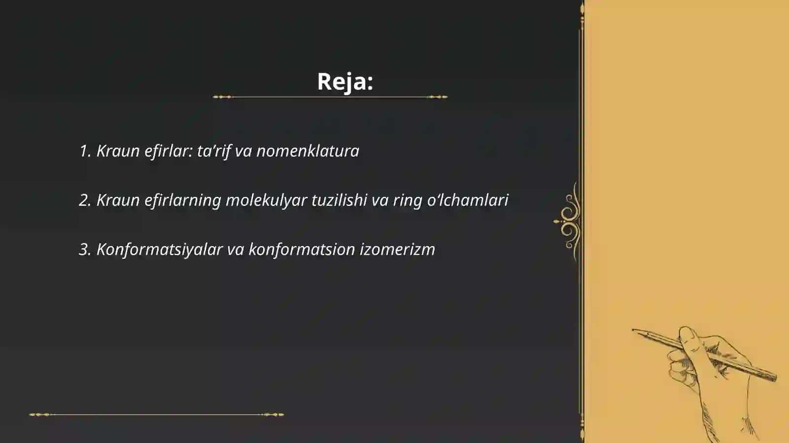 Kraun efirlar tuzilishi va xossalari 2