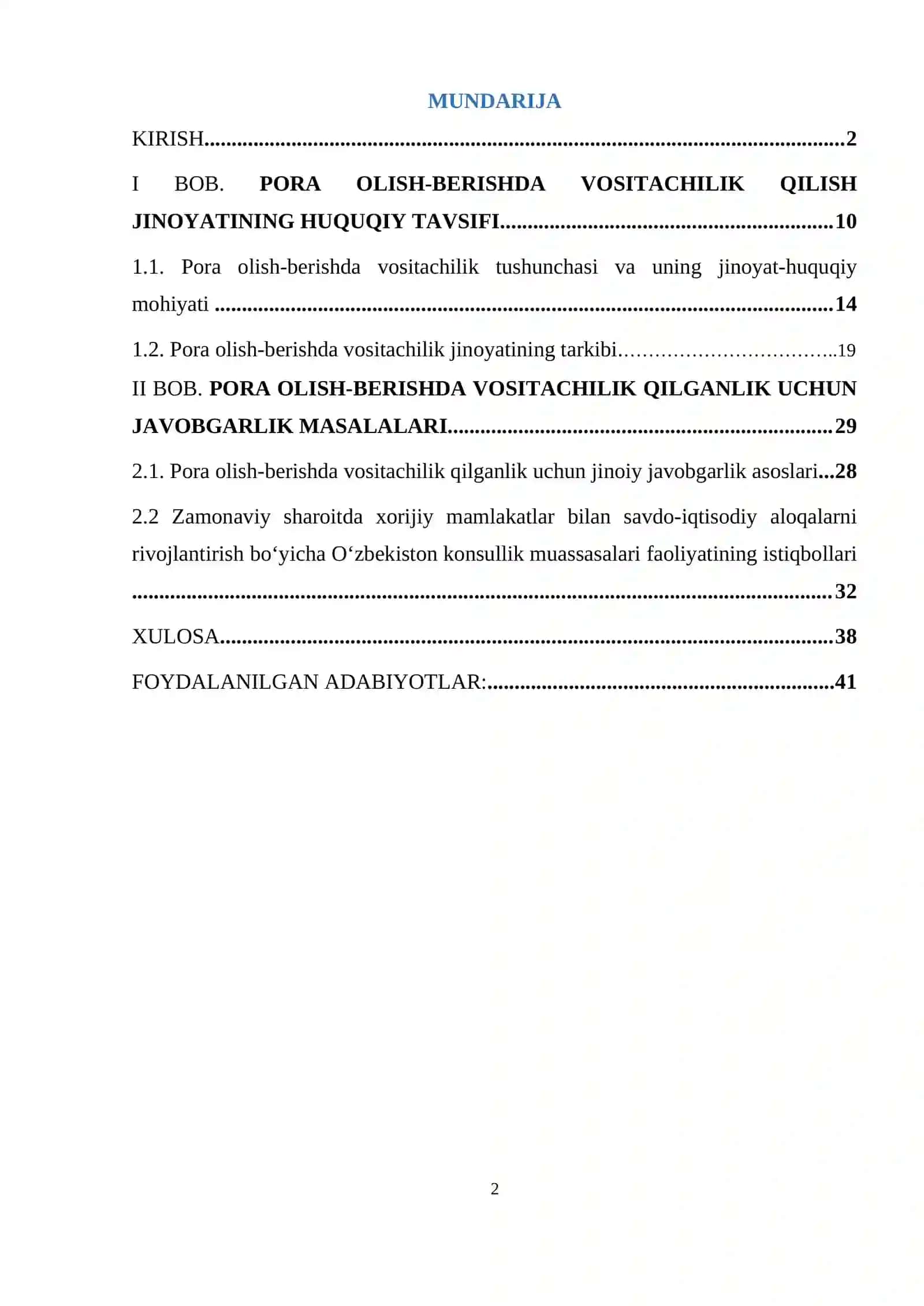 Pora olish-berishda vositachilik qilganlik uchun javobgarlik 2