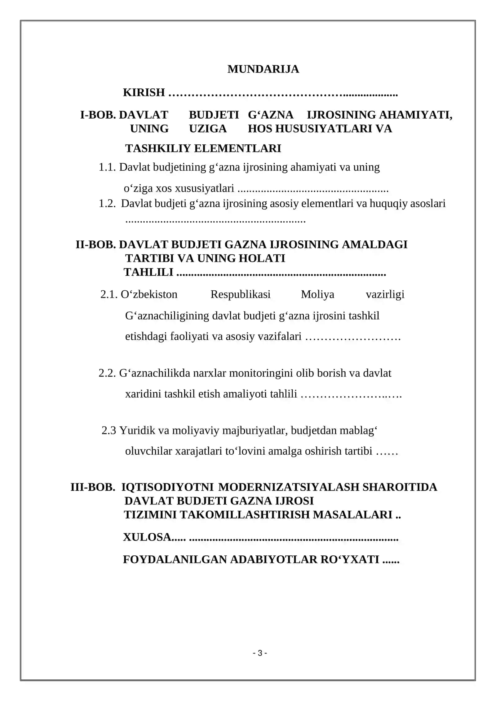Davlat budjeti g‘azna ijrosining tashkiliy elementlari va o‘ziga xos xususiyatlari 2