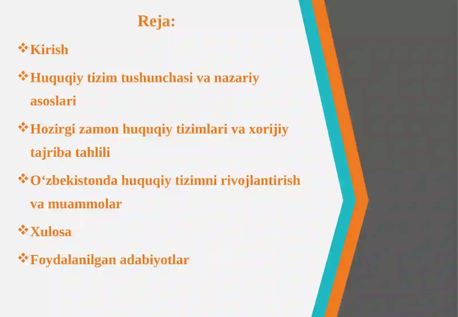Hozirgi zamonning asosiy huquqiy tizimlari tushunchasi va tasnifi 2