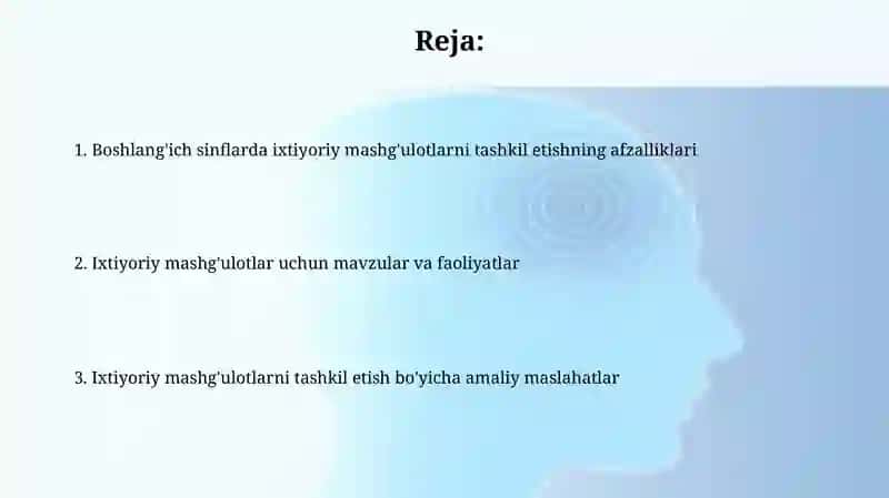 Boshlanģich sinflarda fakultativ darslarni tashkil etish 2