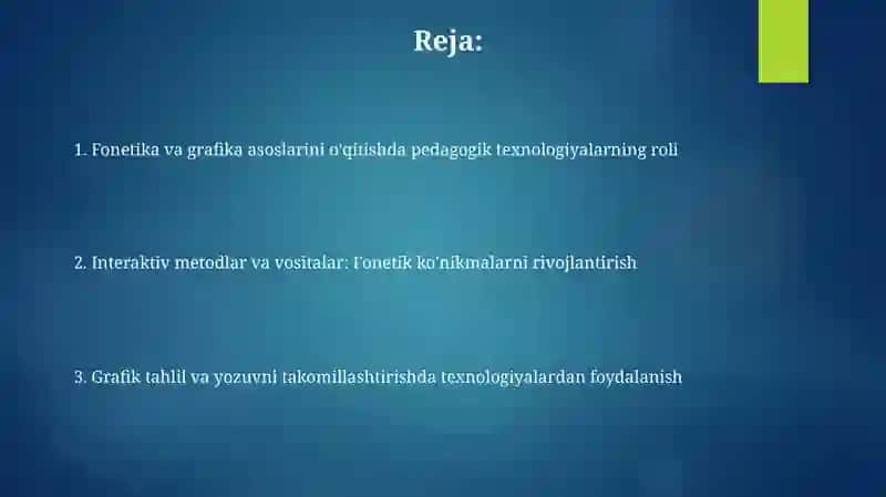 Fonetika va grafika asoslarini o'rganishda pedagogik texnologiyalarni qo'lllash 2