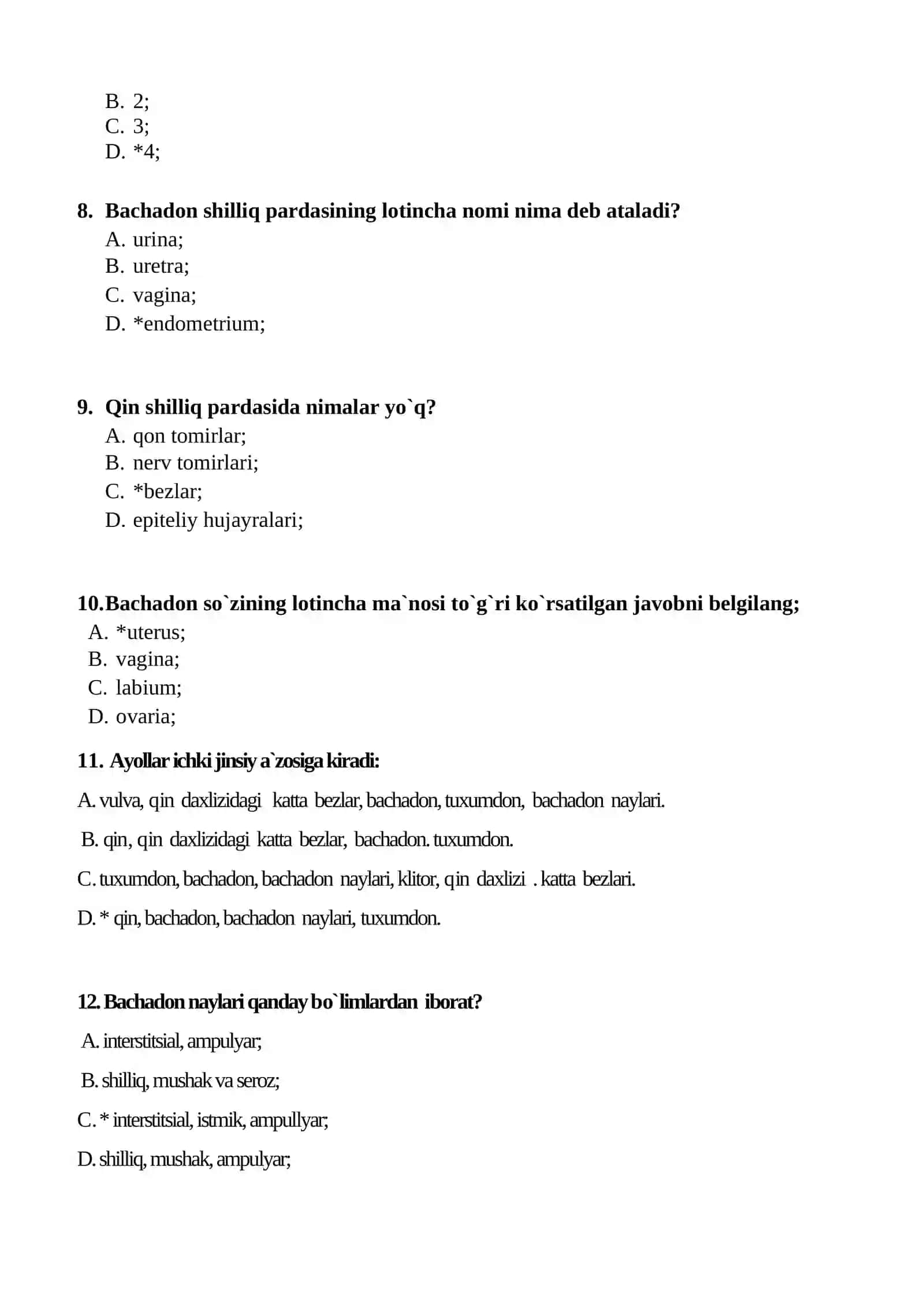 Akusherlikdan test 2