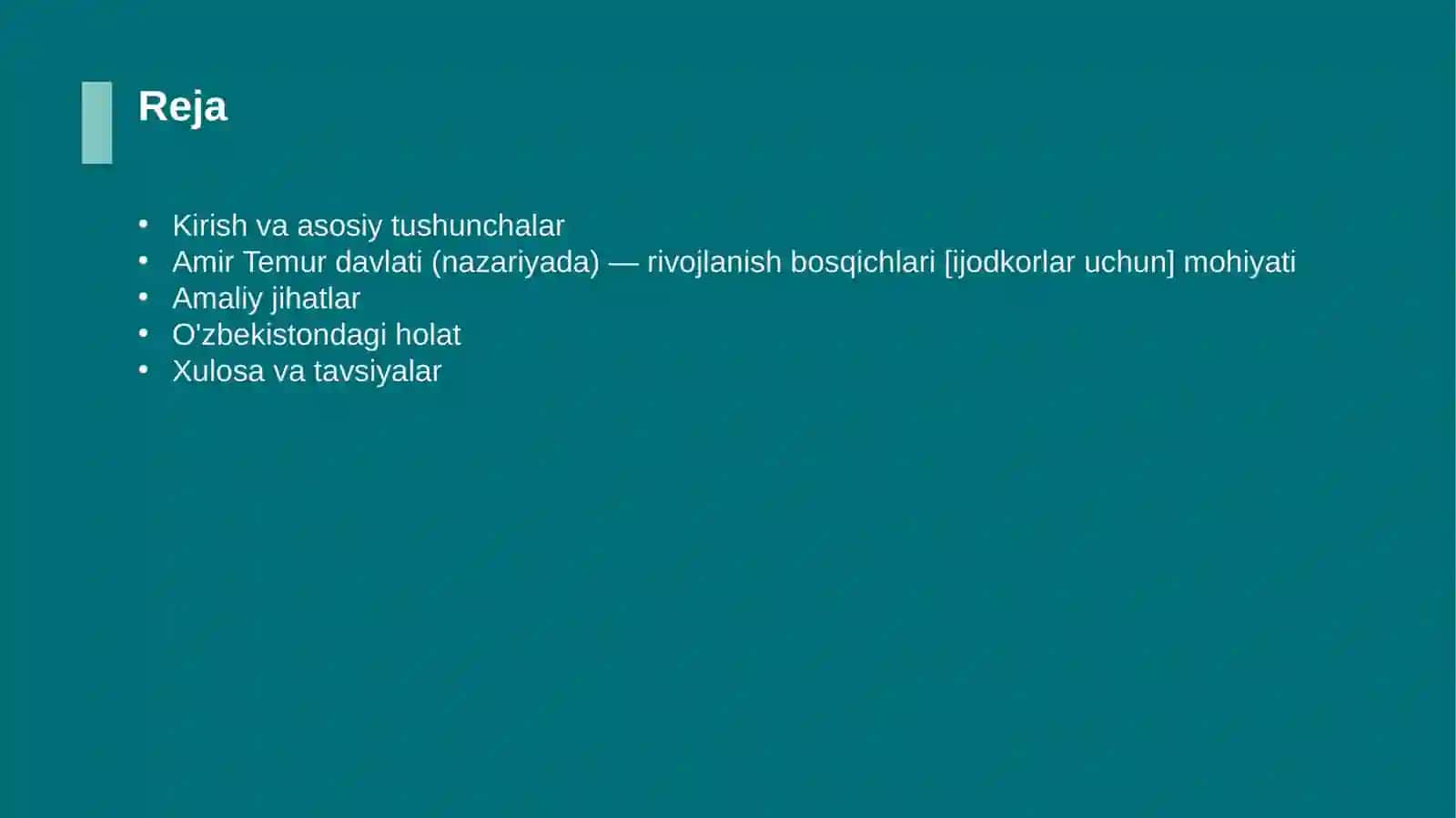 Amir Temur davlati (nazariyada) — rivojlanish bosqichlari [ijodkorlar uchun] 2