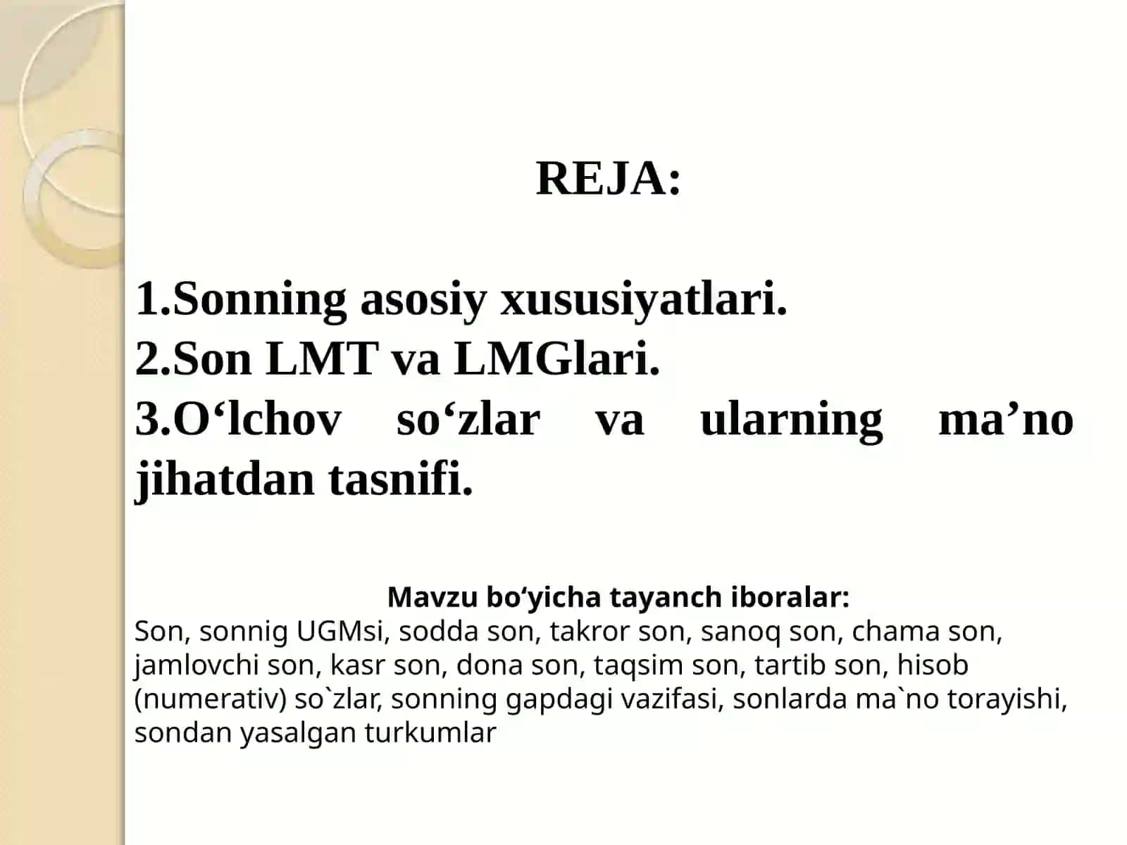 SONNING UMUMIY GRAMMATIK XUSUSIYATLARI 2