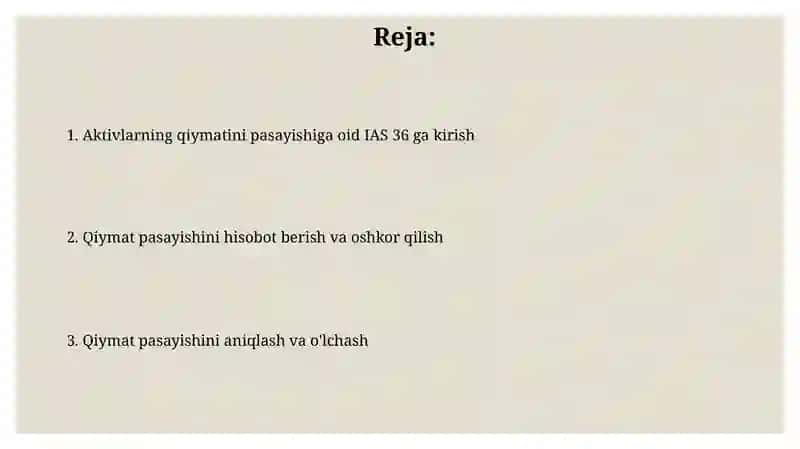 BHXS (IAS) 36. "Aktivlar qadrsizlanishi" 2