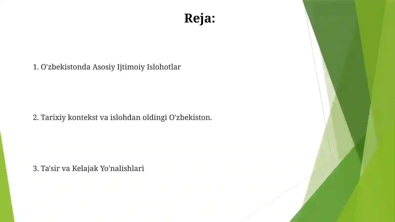 Ózbekistondagi ijtimoiy sohada amalga oshirilayotgan ózgarishlar 2