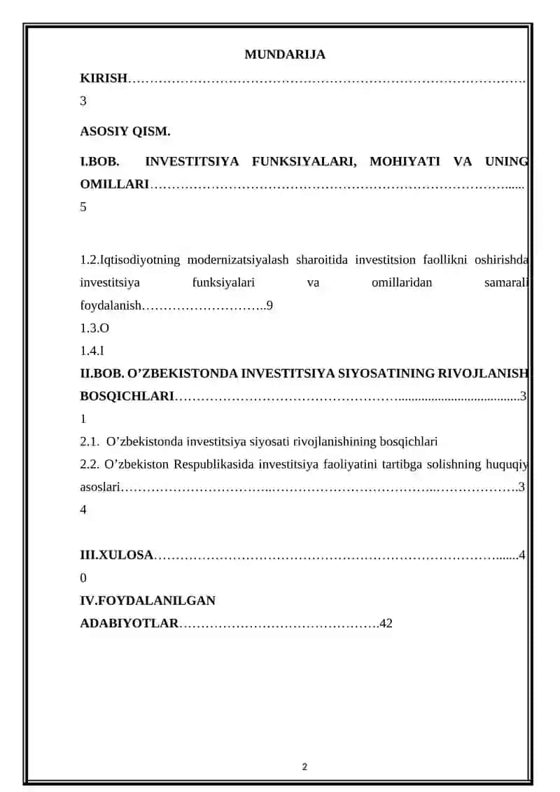 Oʻzbekiston iqtisodiyotidagi investitsiya dinamikasi 2