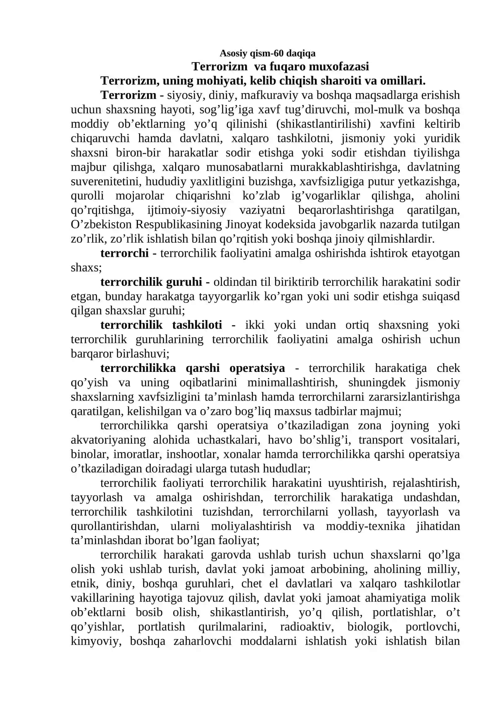 Mavzu № 33. Fuqaro muxofazasi va terrorizm 2