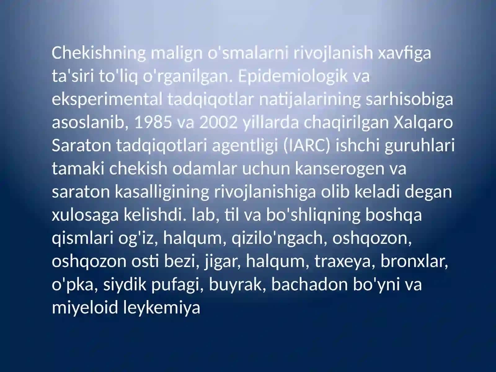 Tamakidagibenz(a)pirenni o'pkada neoplastik jarayonni rivojlanishidagi ahamiyati 2