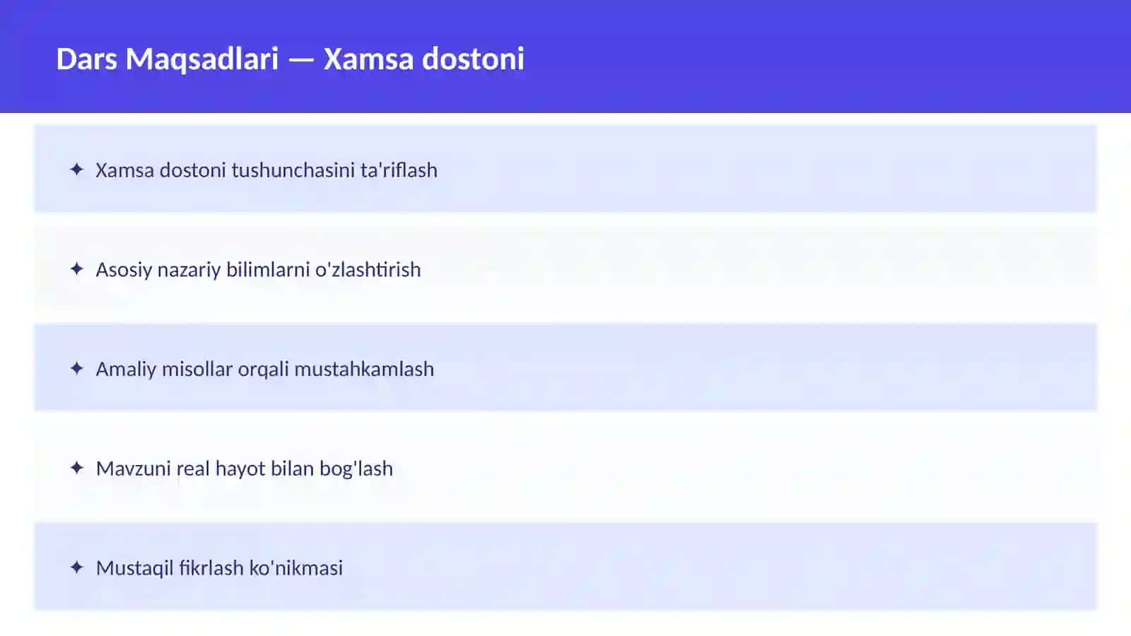 Xamsa dostoni dars ishlanmasi 2