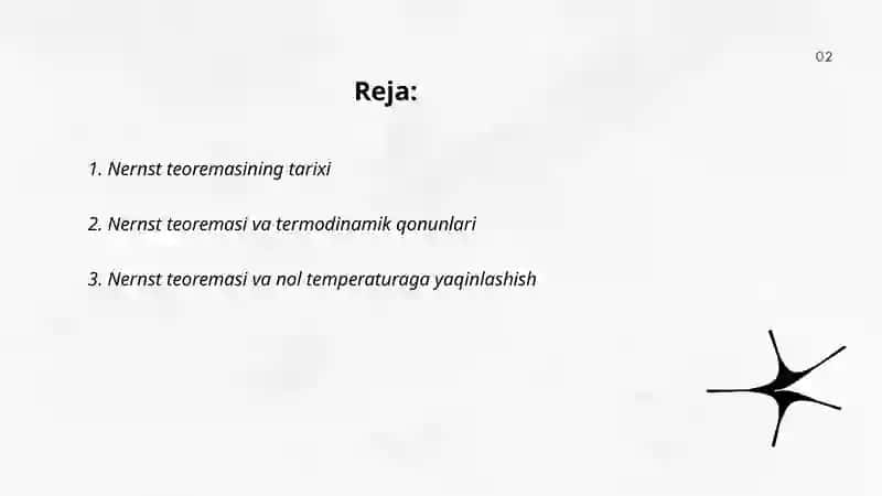 Nernst teoremasining mohiyati 2