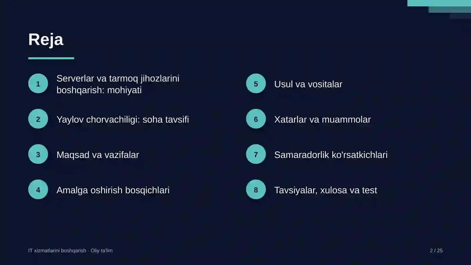 yaylov chorvachiligida serverlar va tarmoq jihozlarini boshqarish 4731 2