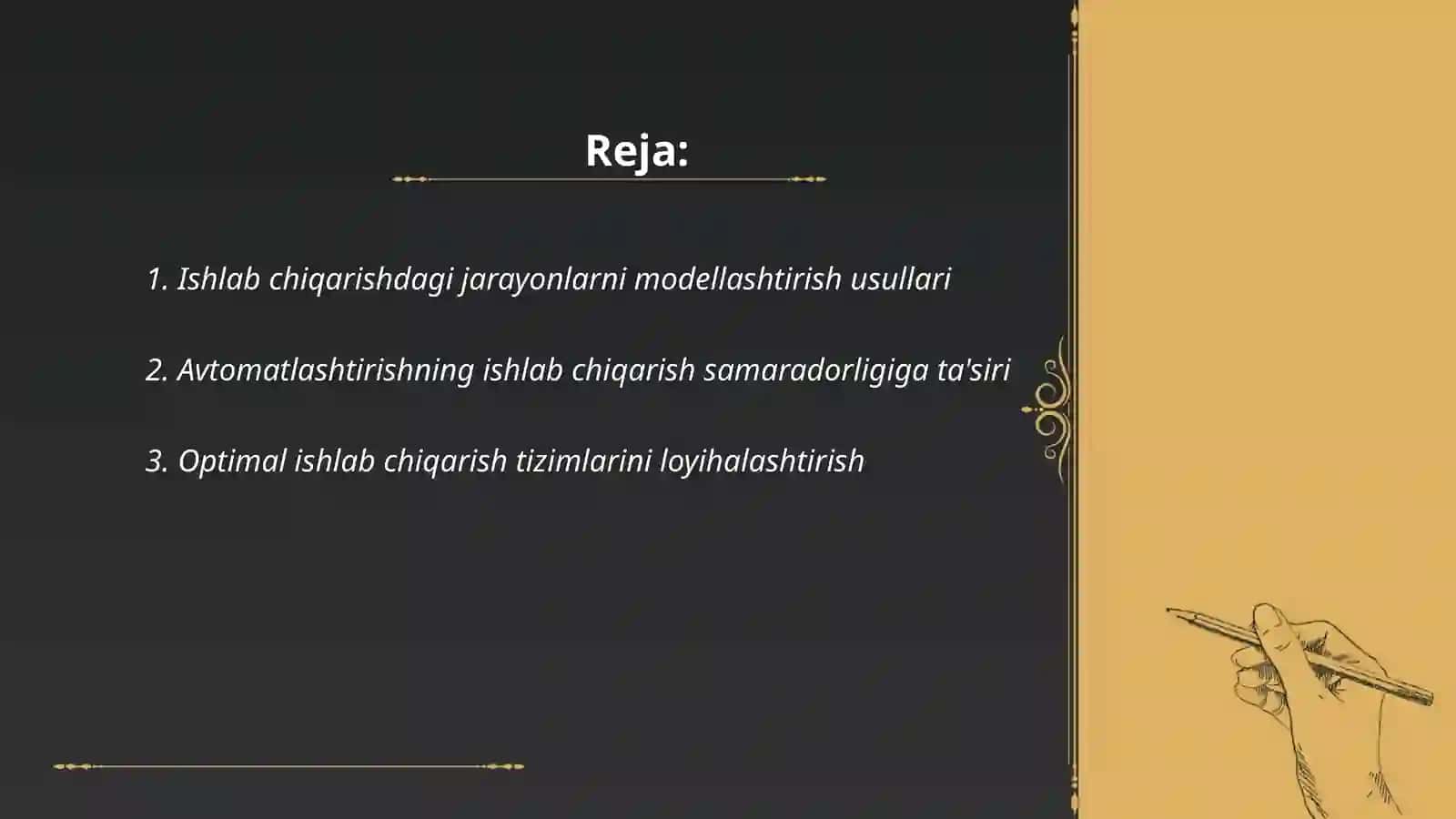 Ishlab chiqarish jarayonlarini modellashtirish, avtomatlashtirish va optimallashtirish 2
