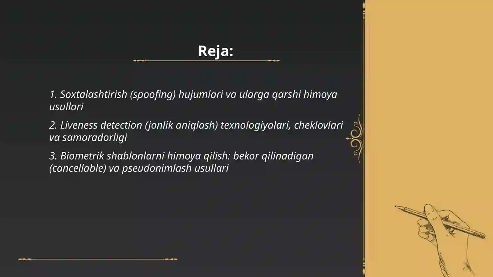 Biometrik autentifikatsiya tizimlarining zaifliklari va himoya mexanizmlari 2